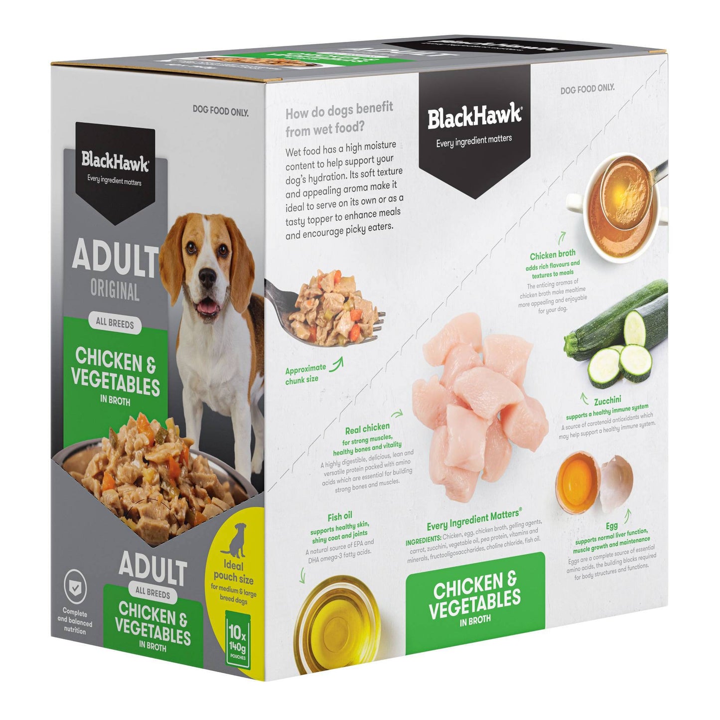 Black Hawk Wet Dog Food Adult Chicken and Vegetables 140g - Woonona Petfoods