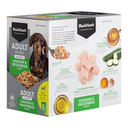 Black Hawk Wet Dog Food Adult Chicken and Vegetables 85g - Woonona Petfoods