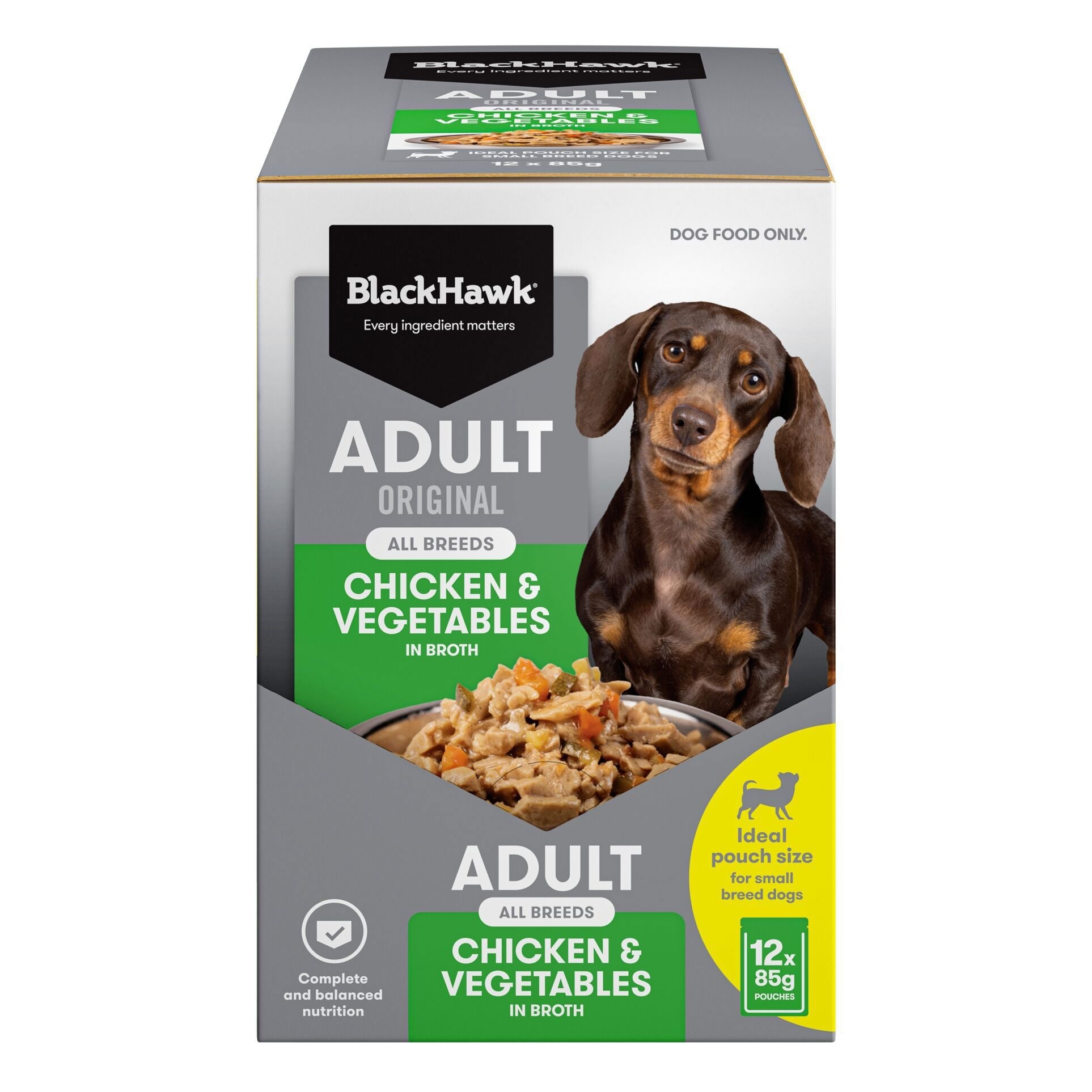 Black Hawk Wet Dog Food Adult Chicken and Vegetables 85g - Woonona Petfoods