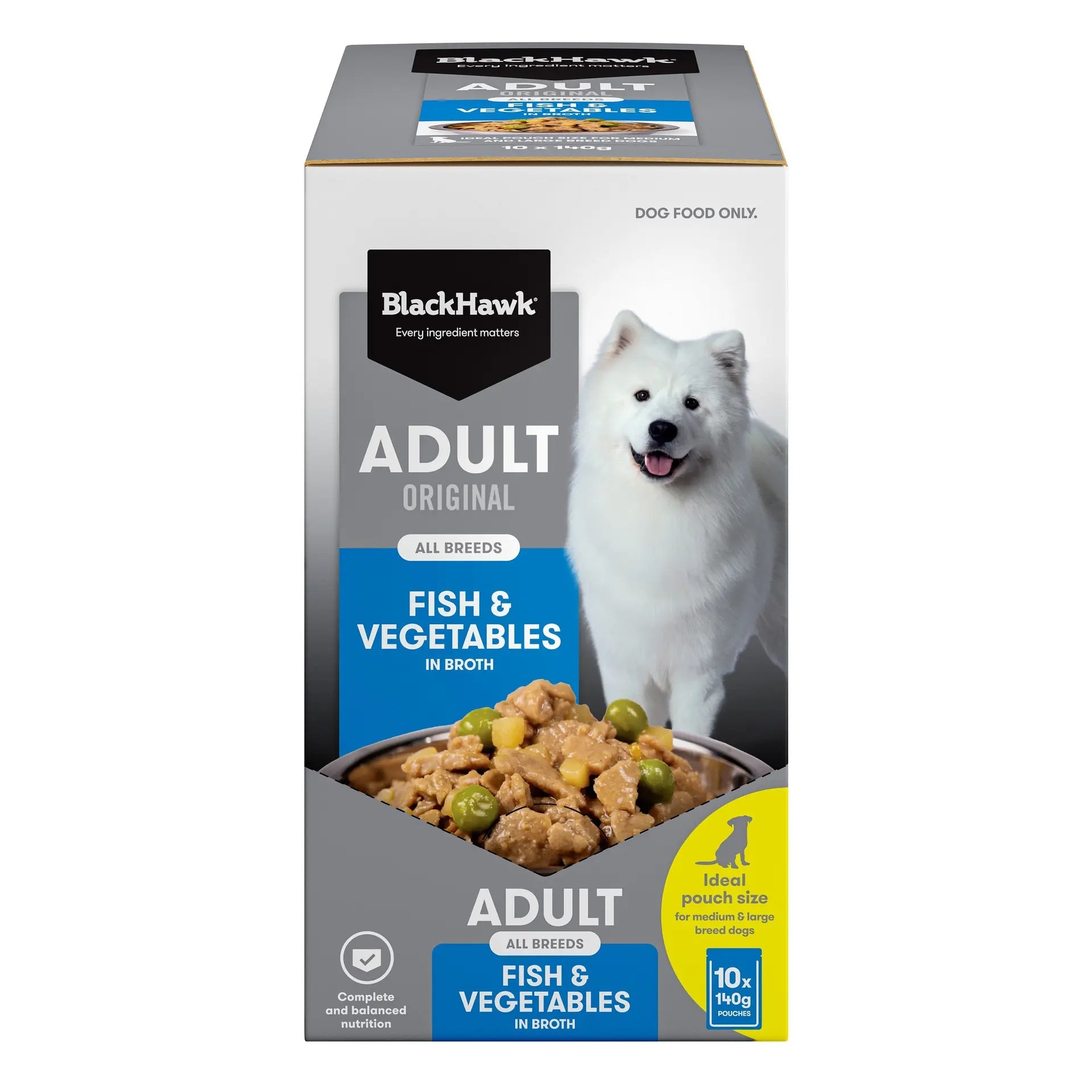 Black Hawk Wet Dog Food Adult Fish and Vegetables 140g - Woonona Petfoods