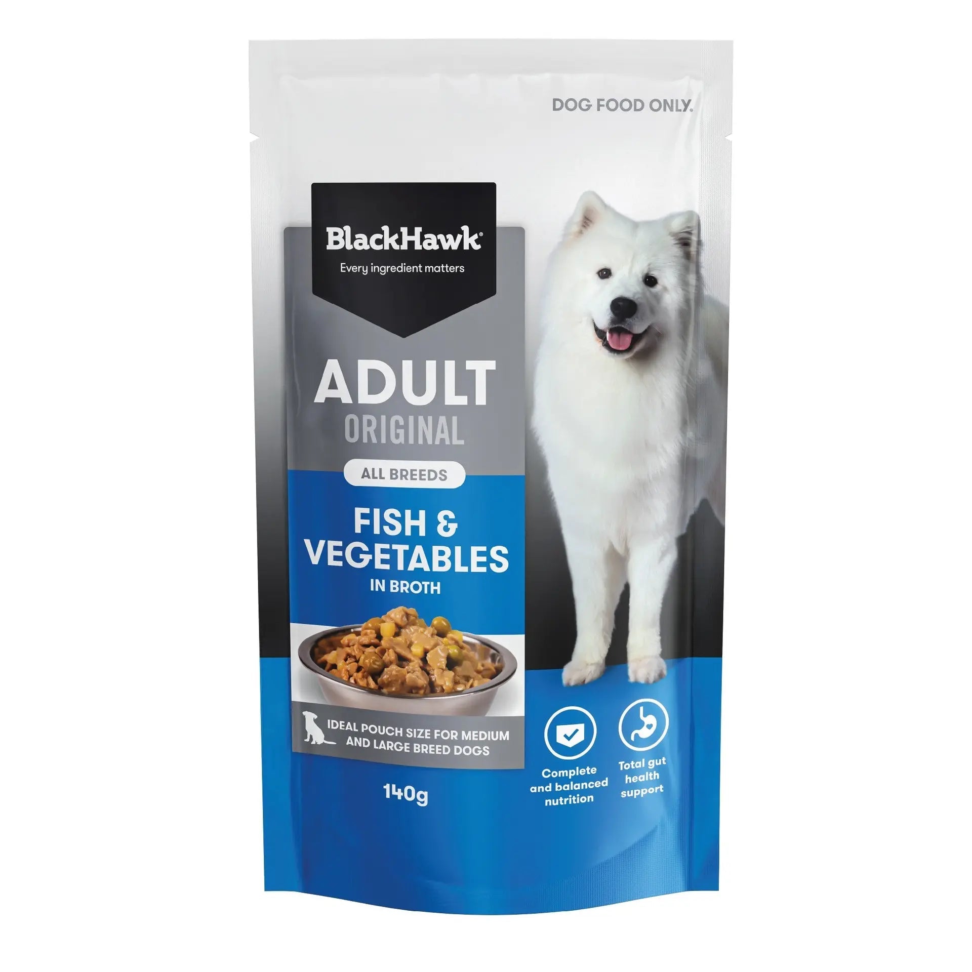 Black Hawk Wet Dog Food Adult Fish and Vegetables 140g - Woonona Petfoods