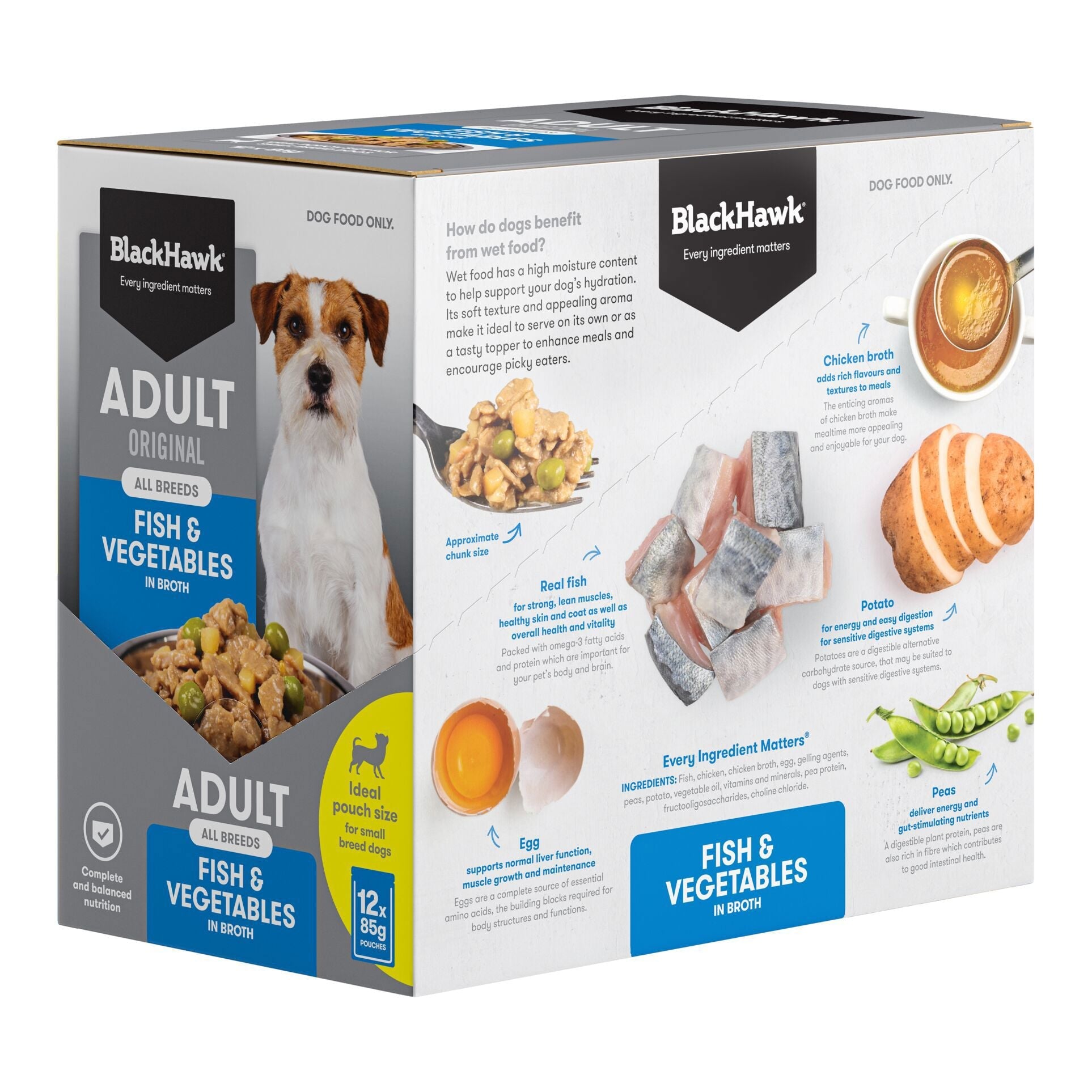 Black Hawk Wet Dog Food Adult Fish and Vegetables 85g - Woonona Petfoods