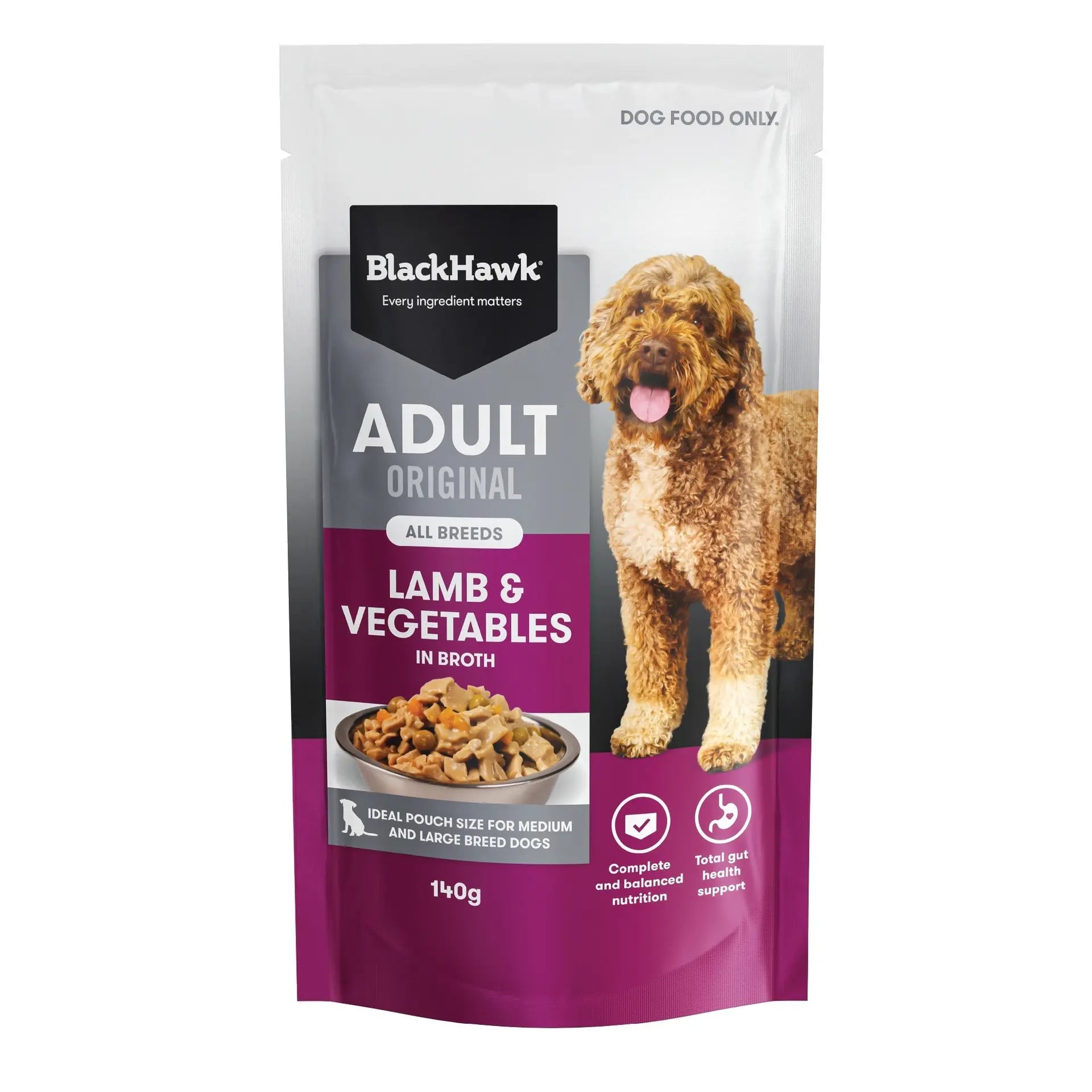 Black Hawk Wet Dog Food Adult Lamb and Vegetables 140g - Woonona Petfoods