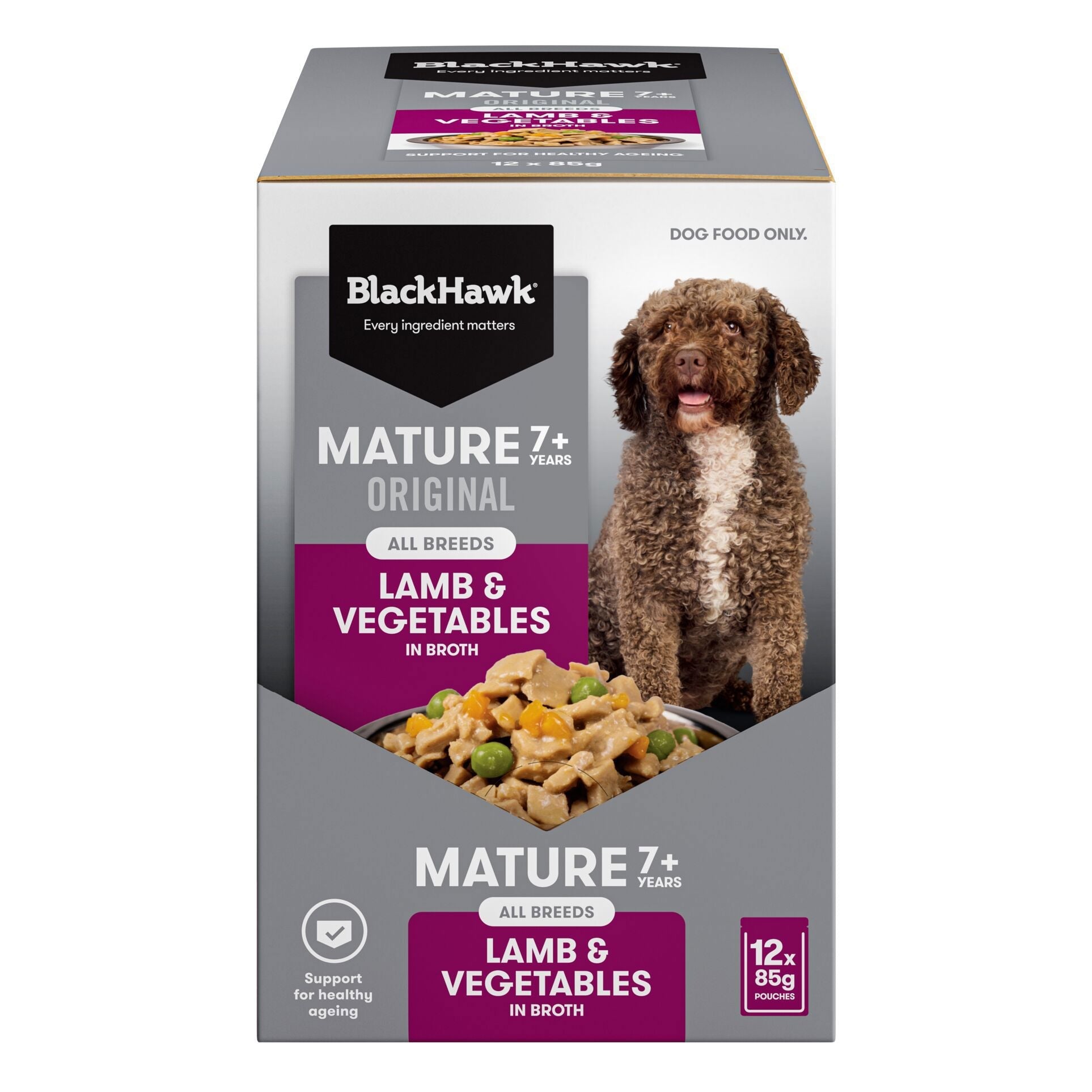Black Hawk Wet Dog Food Mature 7+ Lamb and Vegetables 85g - Woonona Petfoods