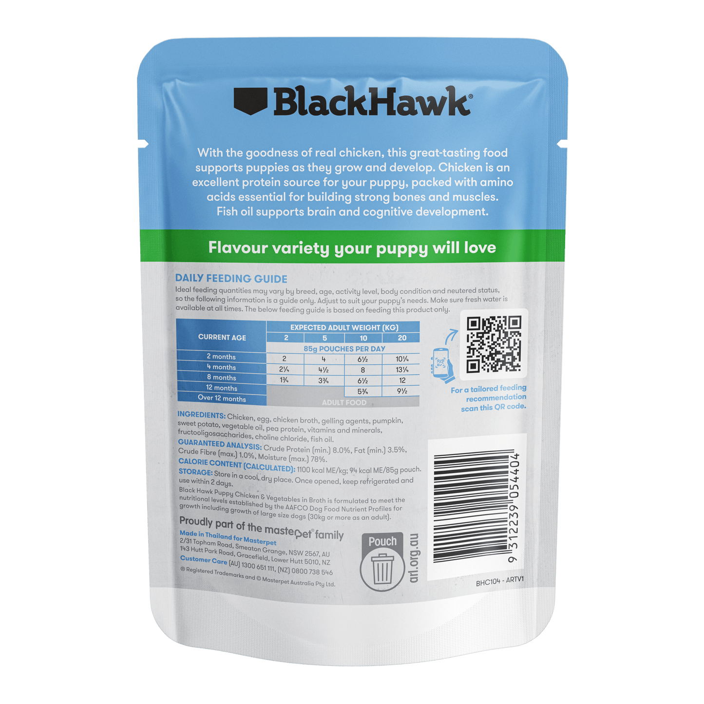 Black Hawk Wet Dog Food Puppy Chicken and Vegetable - Woonona Petfoods