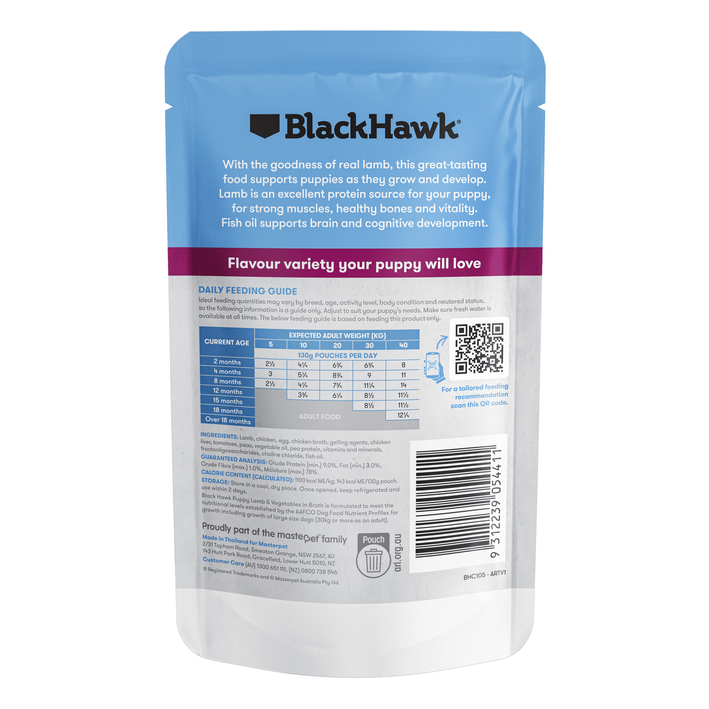 Black Hawk Wet Dog Food Puppy Lamb and Vegetables - Woonona Petfoods