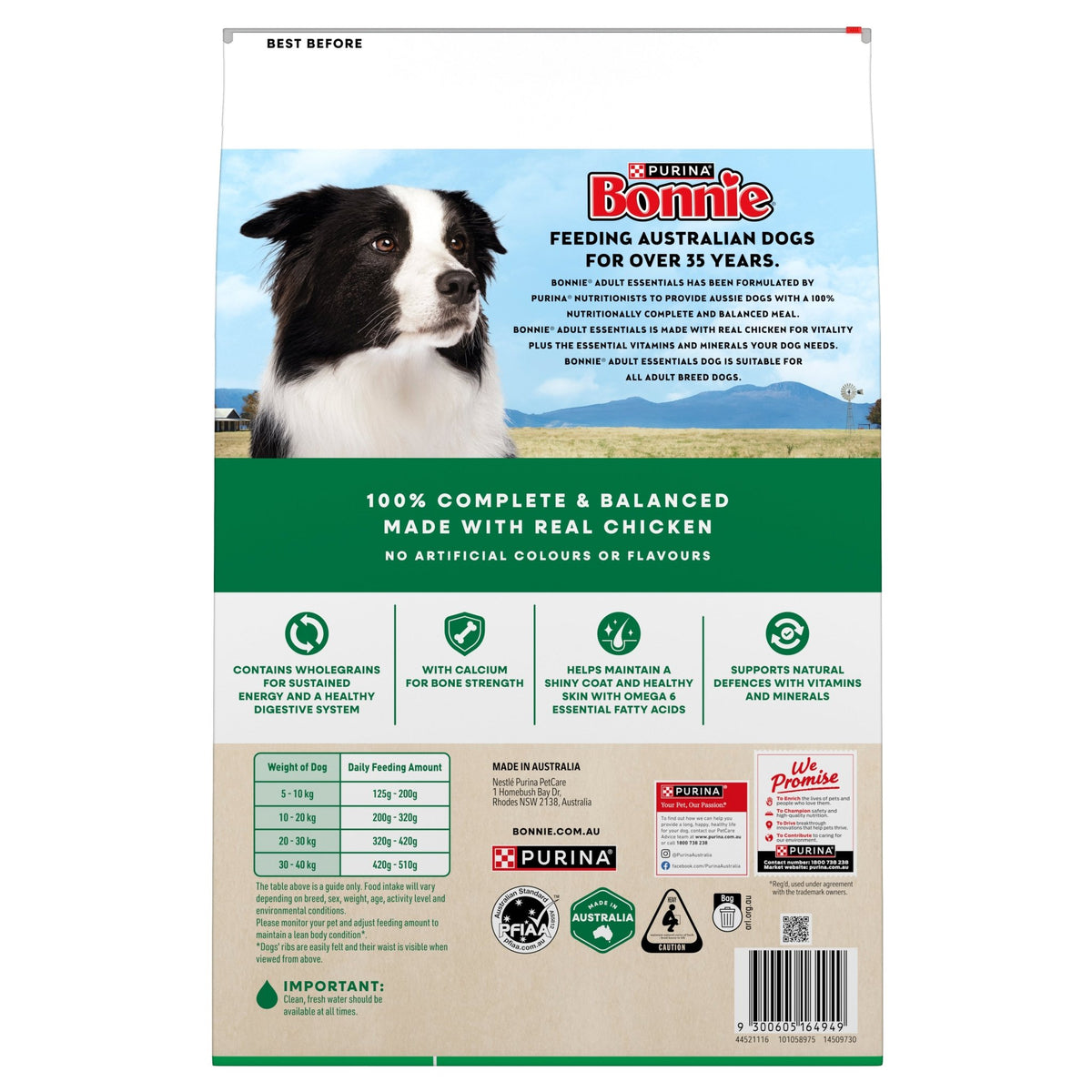 Bonnie Dry Dog Food Essentials Chicken 18kg - Woonona Petfoods