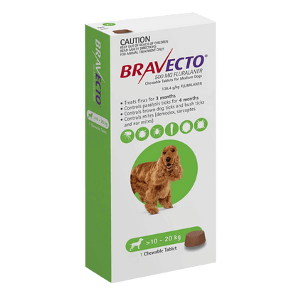 Bravecto Chew for Dogs 10 - 20kg Green - Woonona Petfoods