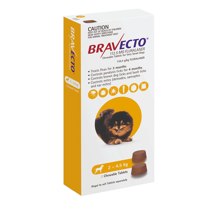 Bravecto Chew for Dogs 2 - 4.5kg Yellow - Woonona Petfoods