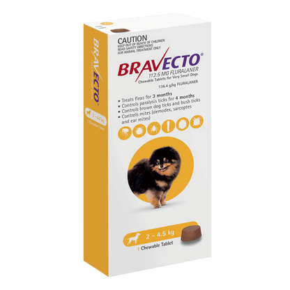 Bravecto Chew for Dogs 2 - 4.5kg Yellow - Woonona Petfoods
