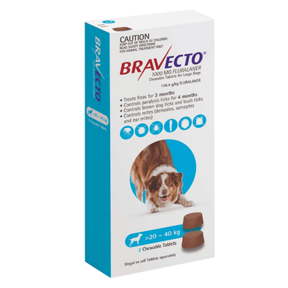 Bravecto Chew for Dogs 20 - 40kg Blue - Woonona Petfoods