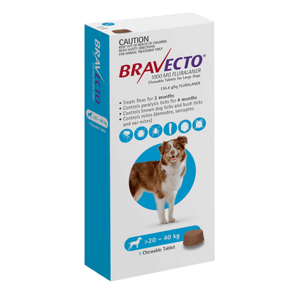 Bravecto Chew for Dogs 20 - 40kg Blue - Woonona Petfoods