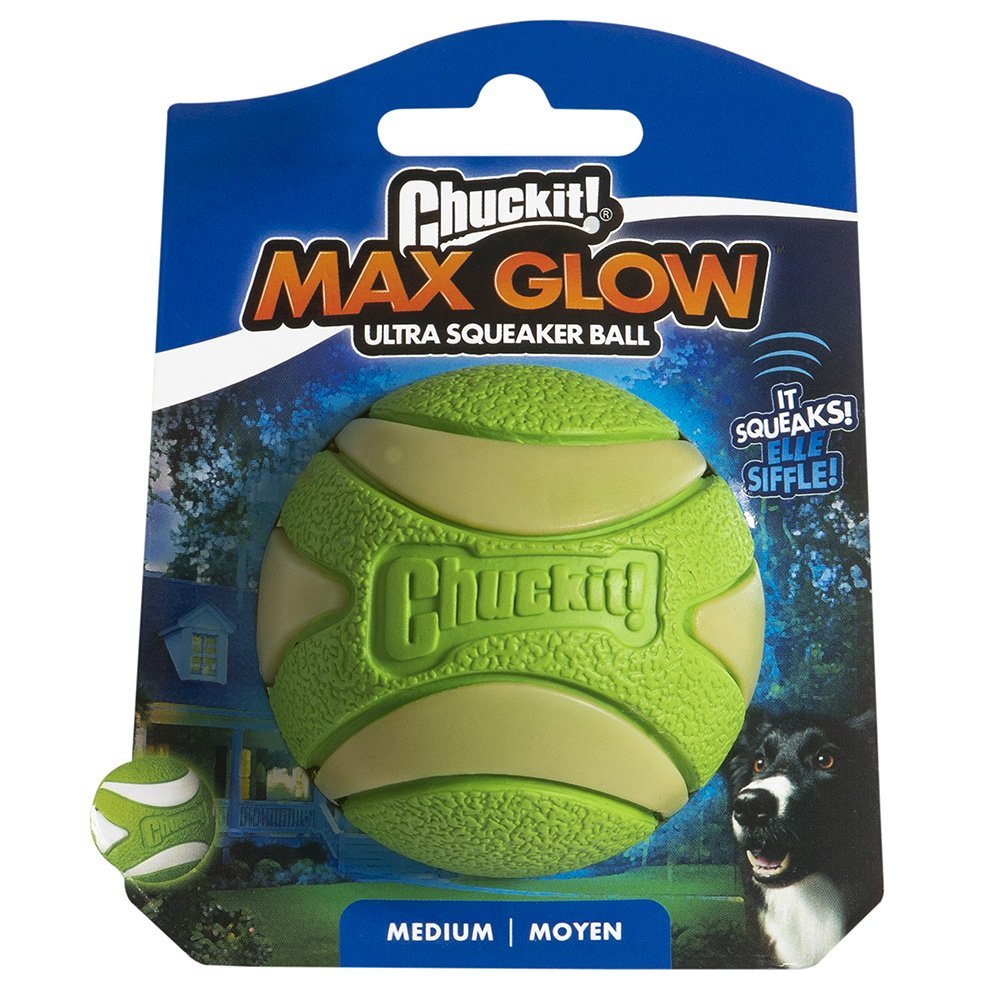 Chuckit Max Glow Ultra Squeaker Ball Medium - Woonona Petfood & Produce