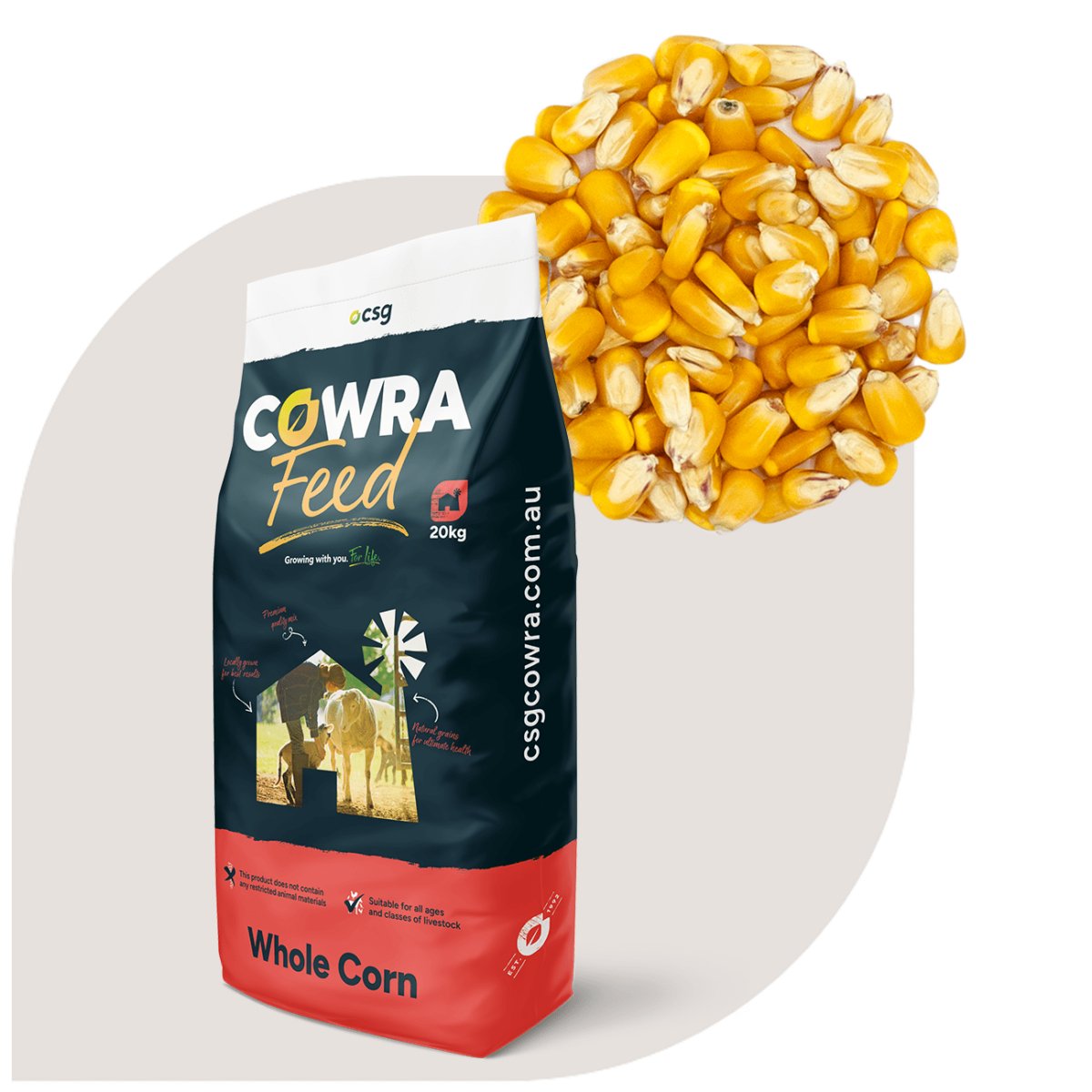 Corn Whole 20kg Cowra Seed Grain - Woonona Petfood & Produce