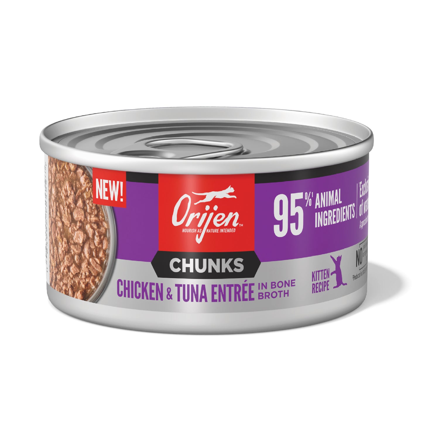 ORIJEN Original Chunks and Shreds Kitten Chicken & Tuna Entree in Bone Broth 6 x 155g