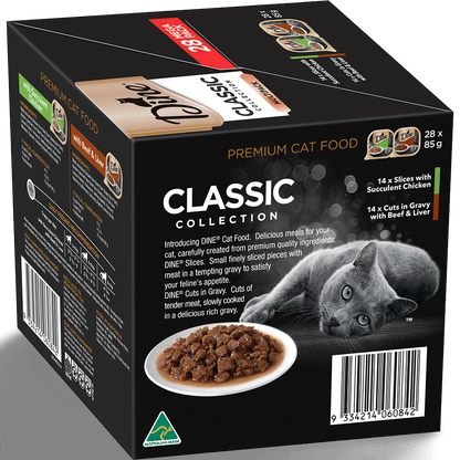Dine Classic Collection Variety Pack Succulent Chicken and Beef Liver Cat Food 28x85g - Woonona Petfoods