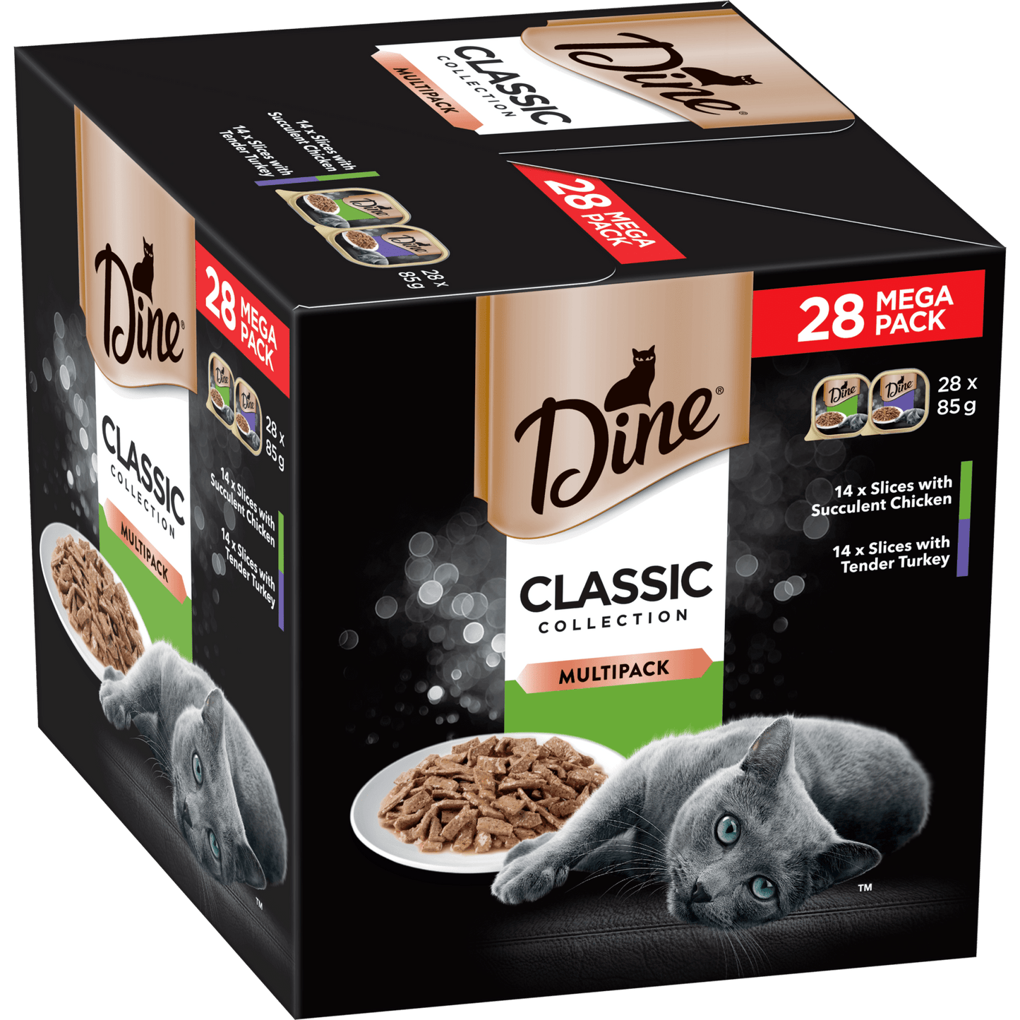 Dine Classic Collection Variety Pack Succulent Chicken and Tender Turkey Cat Food 28x85g - Woonona Petfoods