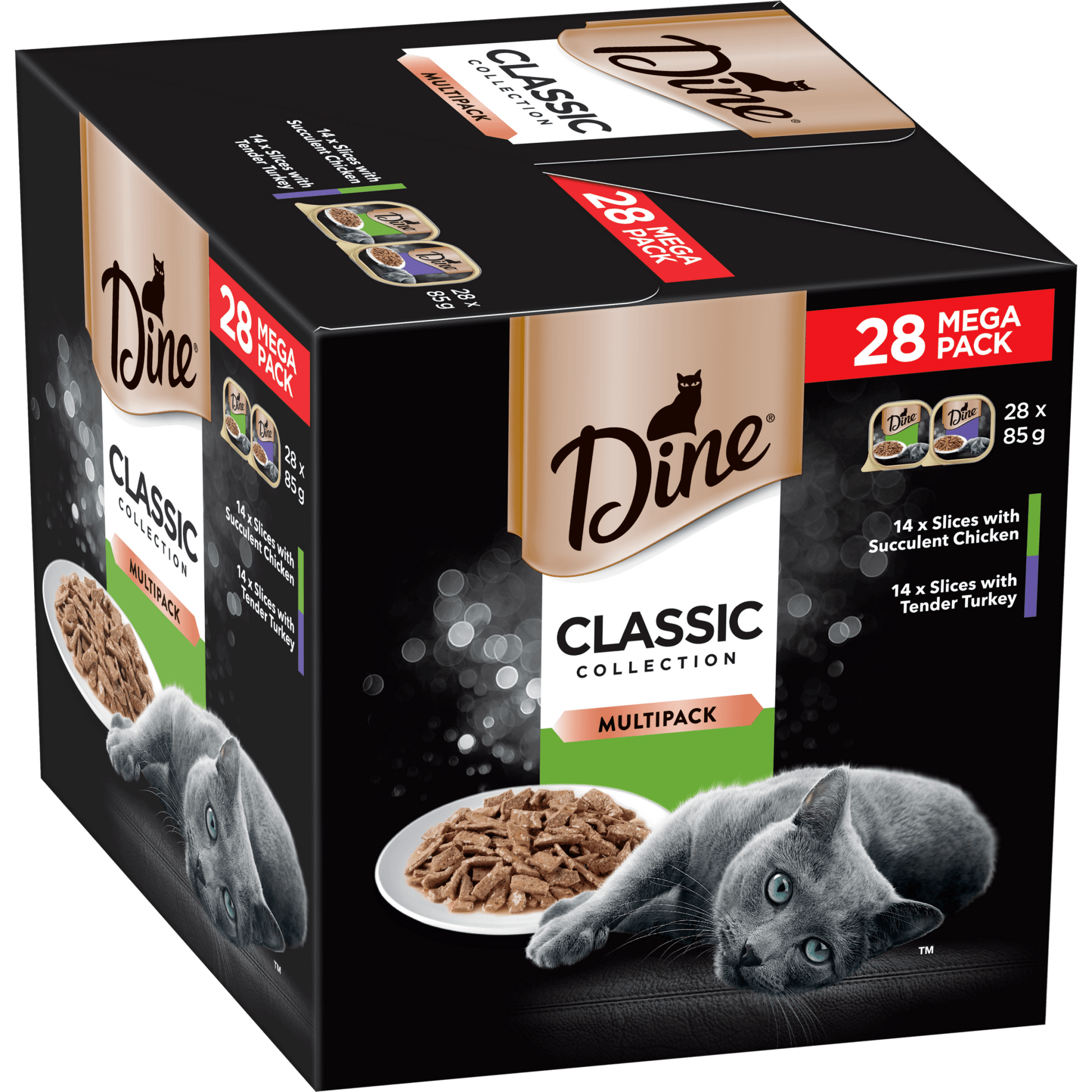 Dine Classic Collection Variety Pack Succulent Chicken and Tender Turkey Cat Food 28x85g - Woonona Petfoods