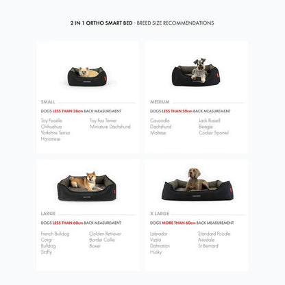 Ezydog 2 in 1 Ortho Smart Dog Bed Charcoal Small - Woonona Petfoods