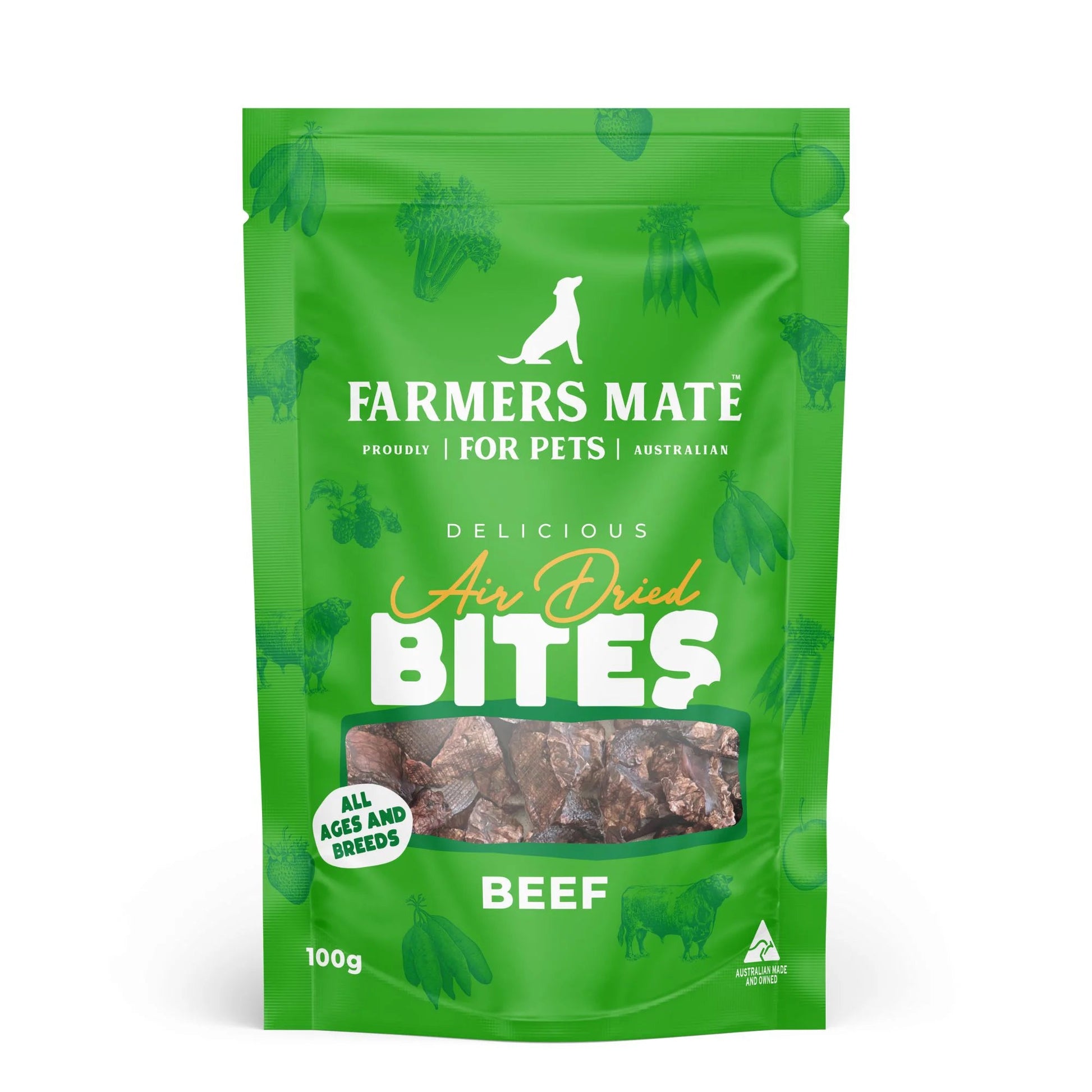 Farmers Mate Air Dried Bites Beef 100g - Woonona Petfoods