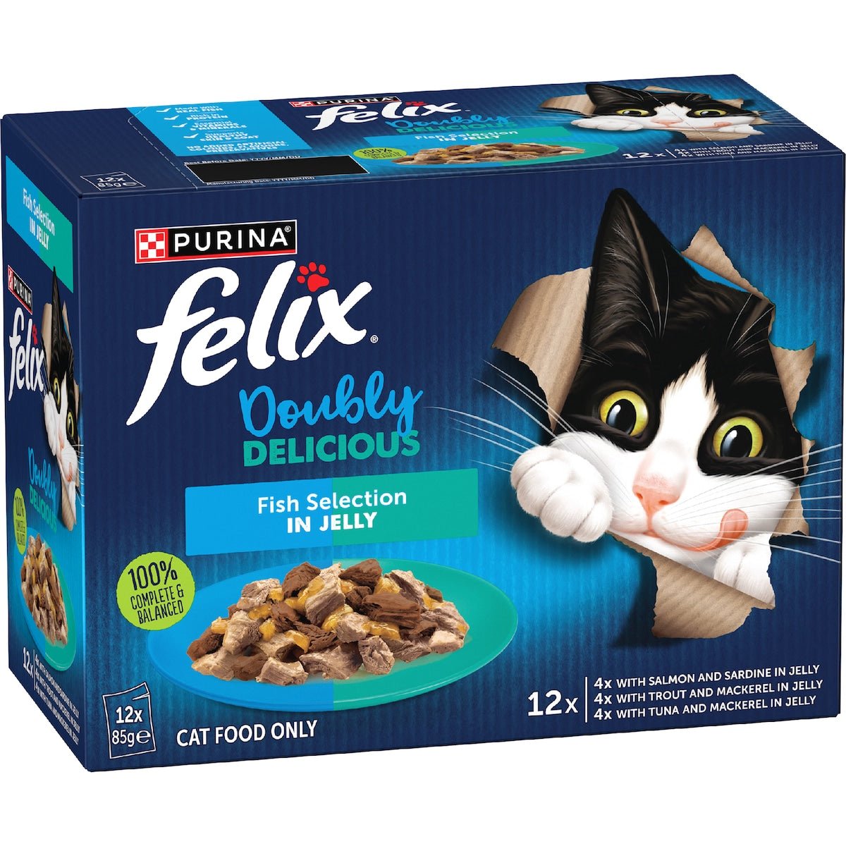 Felix Double Delicious Fish Selection in Jelly 12x85g - Woonona Petfoods