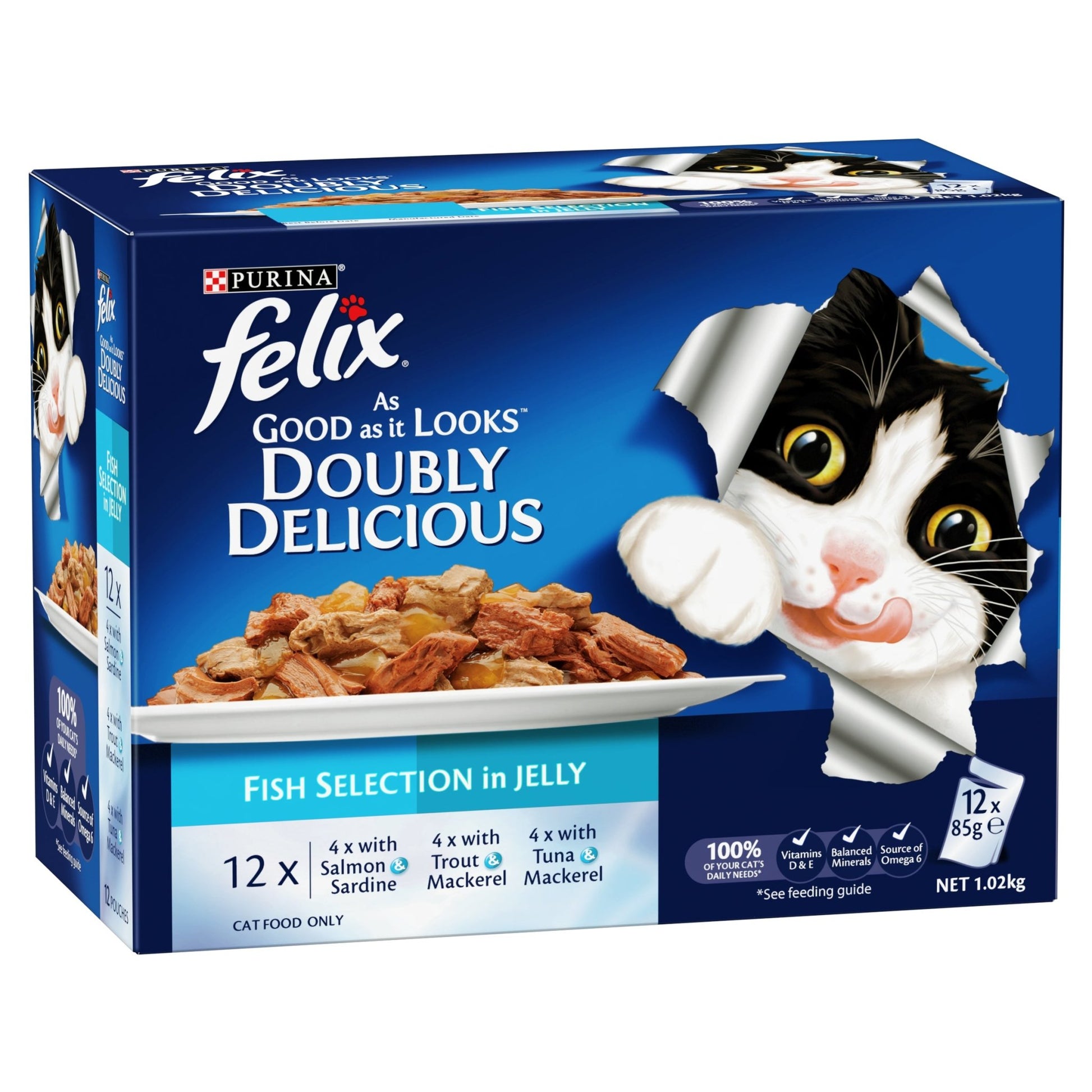 Felix Double Delicious Fish Selection in Jelly 12x85g - Woonona Petfood & Produce