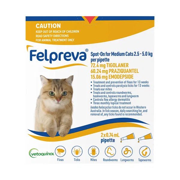 Felpreva Spot on for Medium Cats 2.5kg - 5.5kg - Woonona Petfoods