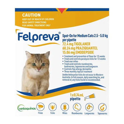 Felpreva Spot on for Medium Cats 2.5kg - 5.5kg - Woonona Petfoods