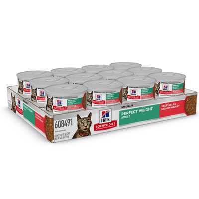 Hill's Science Diet Perfect Weight Wet Cat Food Salmon and Vegetable 24x82g