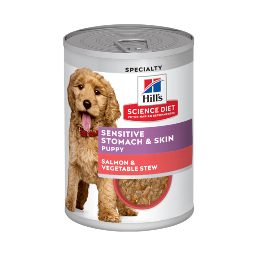 Hill's Science Diet Puppy Sensitive Stomach and Skin Salmon Vegetables 12x354g - Woonona Petfoods
