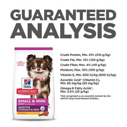 Hill's Science Diet Sensitive Skin and Stomach Adult Small And Mini Dry Dog Food 6.8kg - Woonona Petfoods