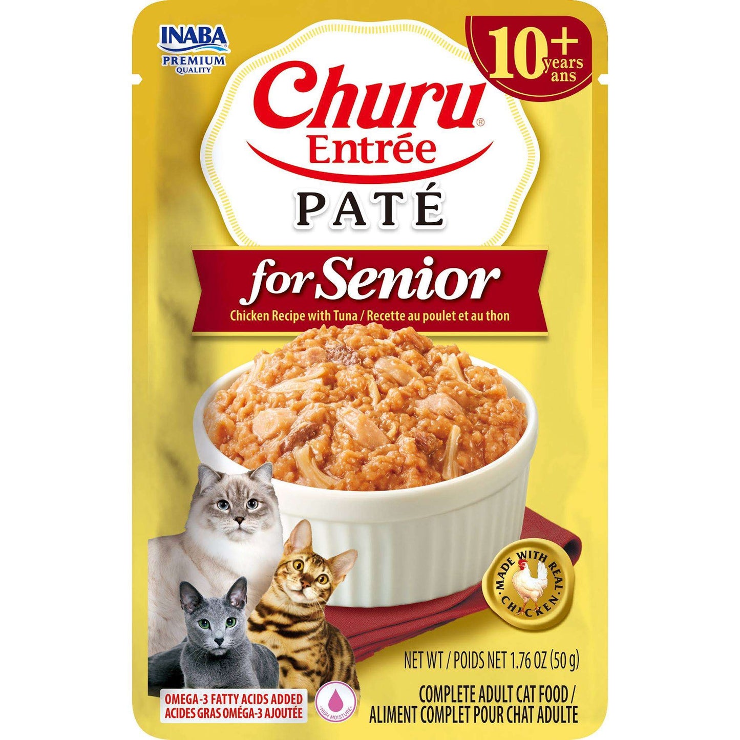Inaba Churu Entree Pate Chicken Recipe with Tuna for Senior 10+ Cats - Woonona Petfoods