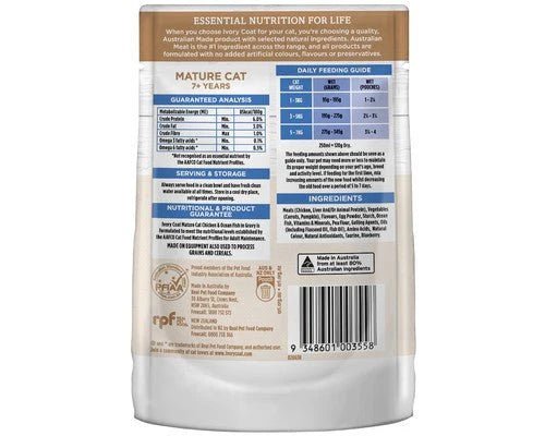 Ivory Coat Cat Wet Food Mature/Lite Chicken & Ocean Fish in Gravy 85g - Woonona Petfoods