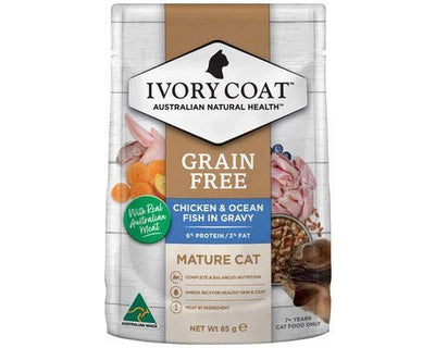 Ivory Coat Cat Wet Food Mature/Lite Chicken & Ocean Fish in Gravy 85g - Woonona Petfoods