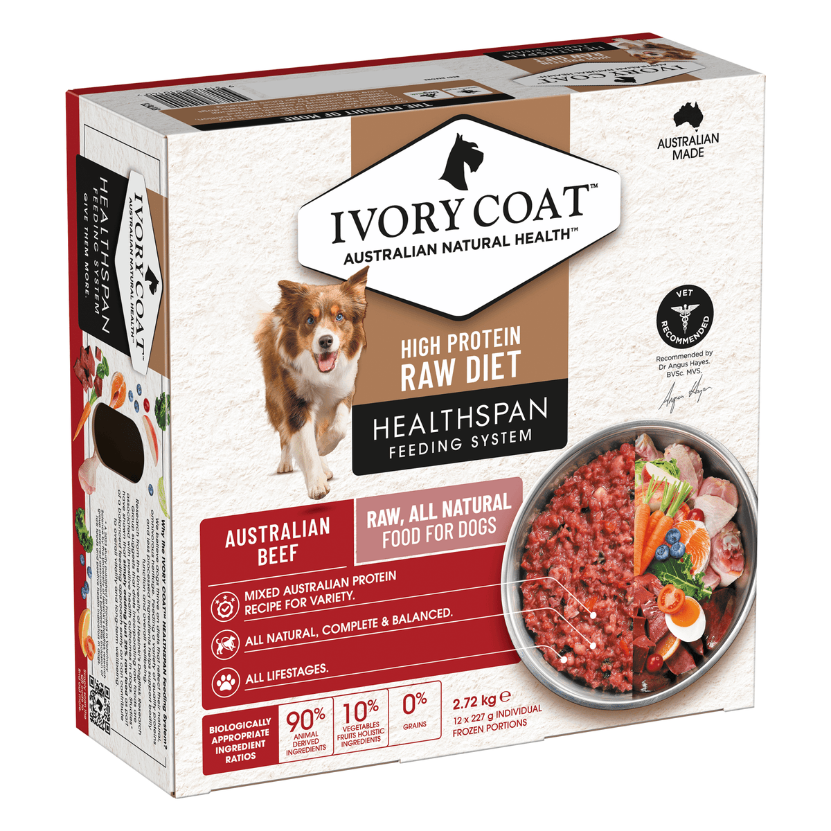 Ivory Coat Grain Free Dog Raw Beef 12 x 227g Frozen Patties - Woonona Petfoods