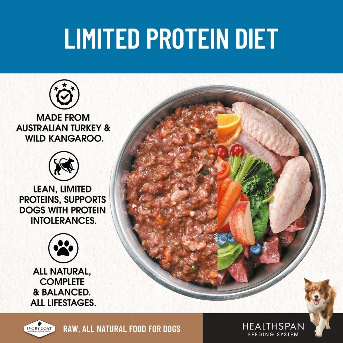 Ivory Coat Grain Free Dog Raw Turkey 12x227g Frozen Patties - Woonona Petfoods