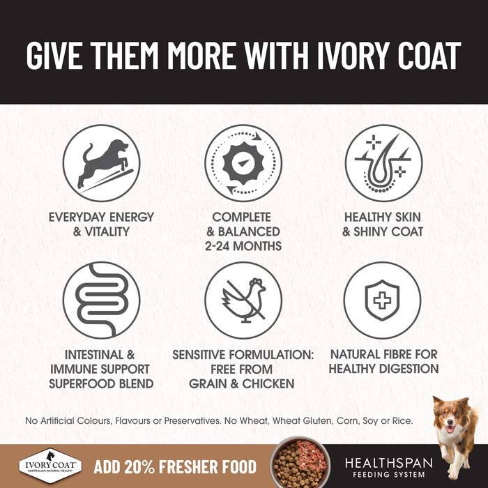 Ivory Coat Grain Free Dry Dog Food Puppy Large Breed Lamb - Woonona Petfoods