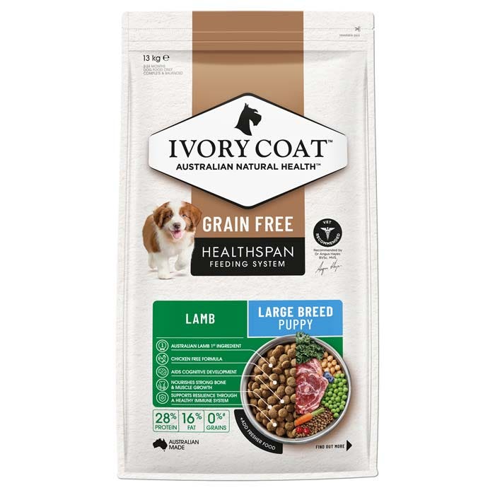 Ivory Coat Grain Free Dry Dog Food Puppy Large Breed Lamb - Woonona Petfoods