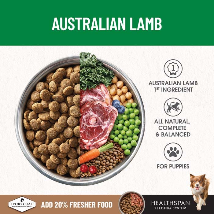 Ivory Coat Grain Free Dry Dog Food Puppy Large Breed Lamb - Woonona Petfoods