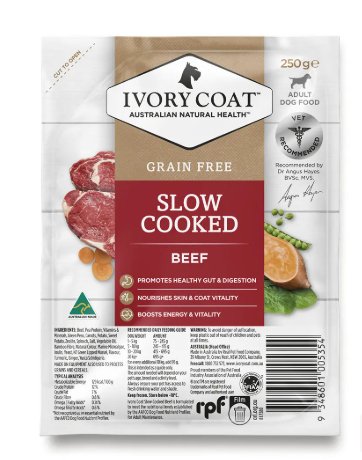 Ivory Coat Grain Free Slow Cooked Beef 250g - Woonona Petfood & Produce