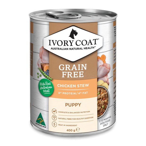 Ivory Coat Grain Free Wet Puppy Food Chicken Stew 400g - Woonona Petfood & Produce