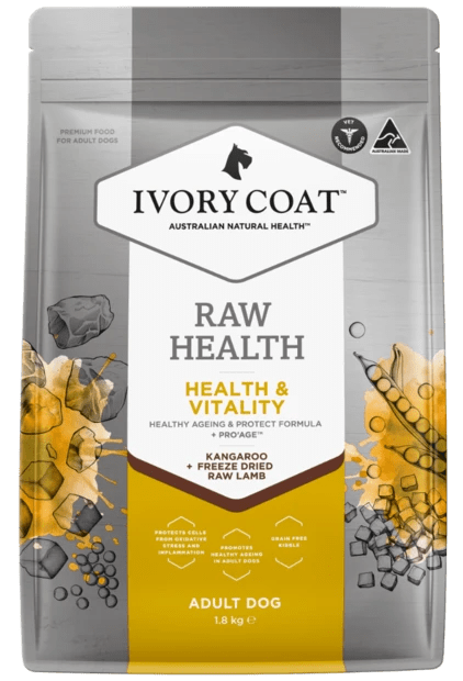 Ivory Coat Raw Health Dry Dog Food Adult Kangaroo Longevity - Woonona Petfood & Produce