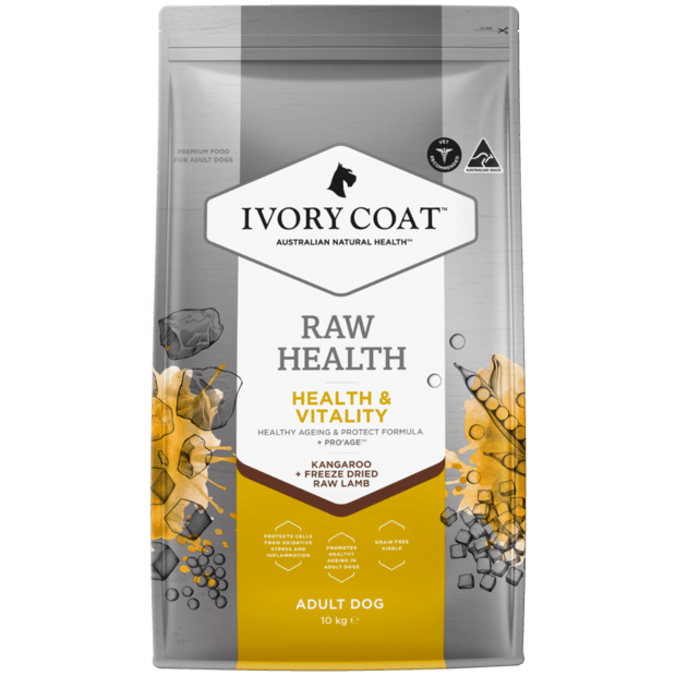 Ivory Coat Raw Health Dry Dog Food Adult Kangaroo Longevity - Woonona Petfood & Produce