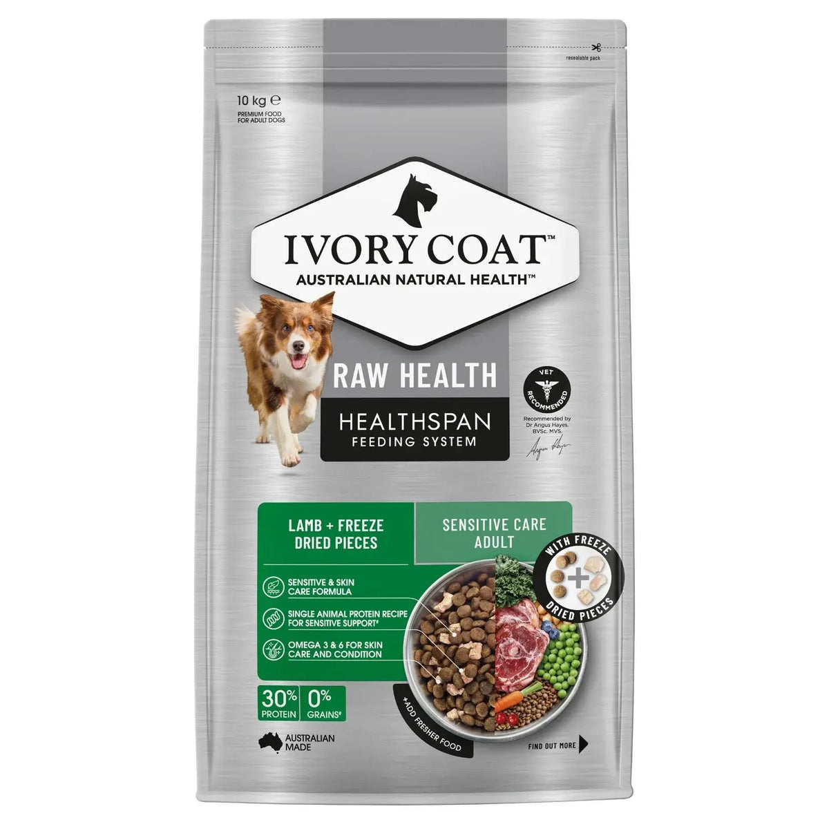 Ivory Coat Raw Health Dry Dog Food Adult Lamb Sensitive - Woonona Petfoods