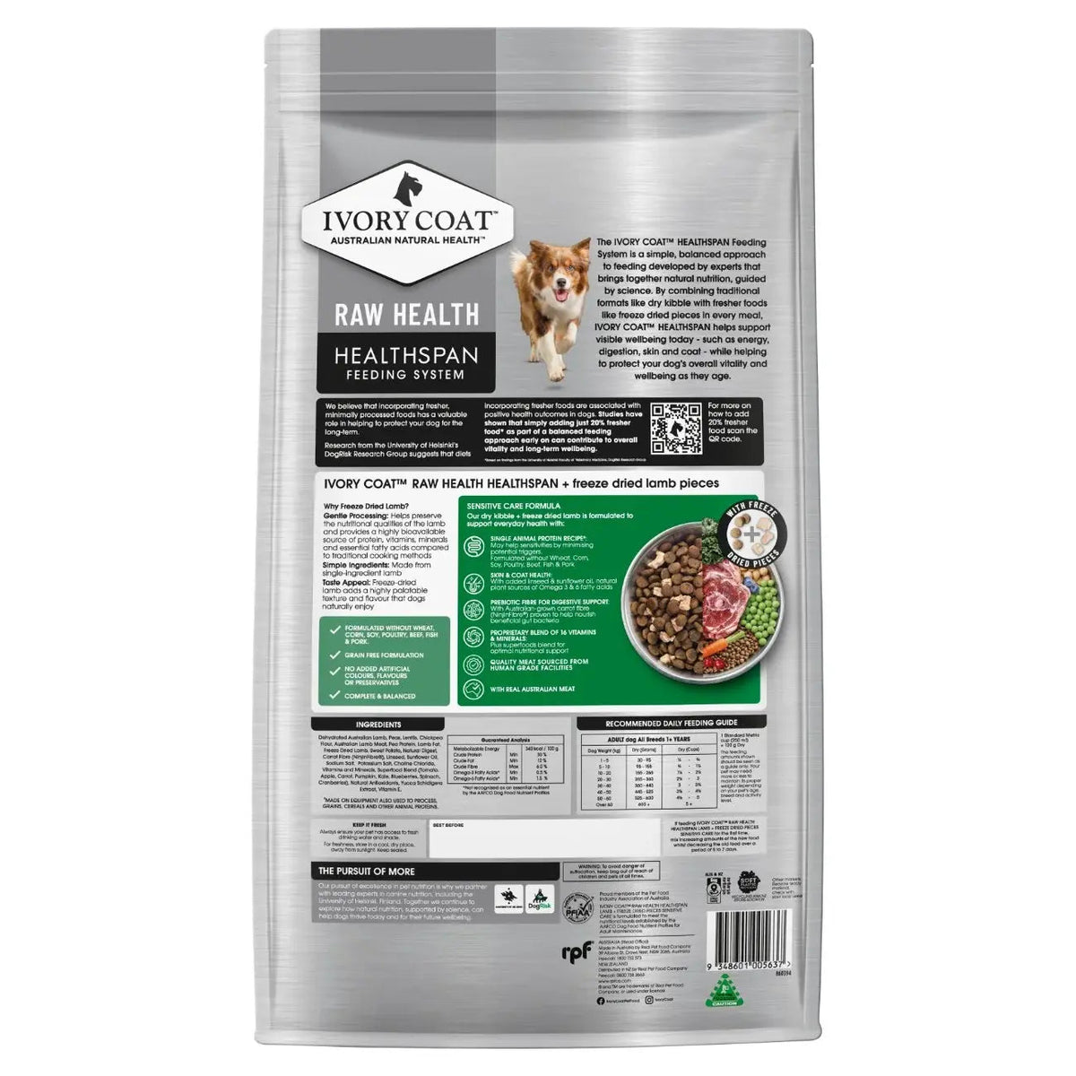 Ivory Coat Raw Health Dry Dog Food Adult Lamb Sensitive - Woonona Petfoods