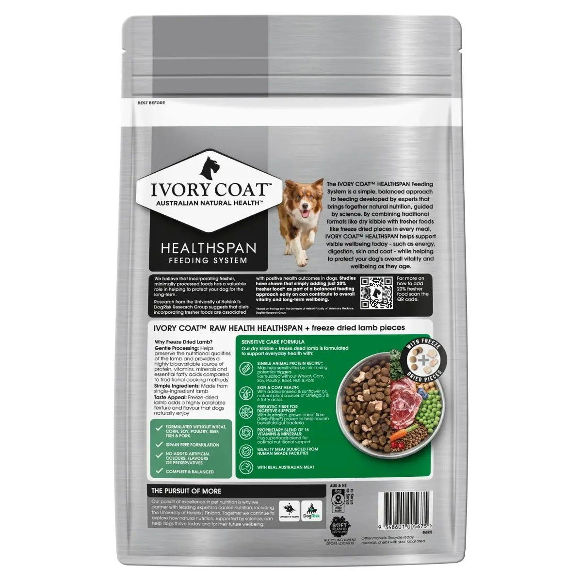 Ivory Coat Raw Health Dry Dog Food Adult Lamb Sensitive - Woonona Petfoods