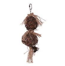 Kazoo Bird Toy Twin Stacked Wicker Ball With Bell Medium - Woonona Petfoods