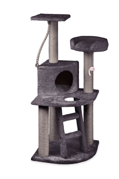 Kazoo Cat Scratch Post Corner 3 Level Cat Playground Charcoal - Woonona Petfoods