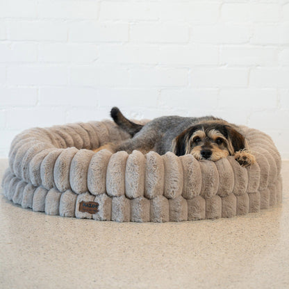 Kazoo Dog Bed Donut Snuggle Bed Beige - Woonona Petfoods