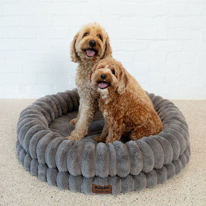 Kazoo Dog Bed Donut Snuggle Bed Warm Grey - Woonona Petfoods